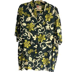 Hilo Hattie Mens Shirt 2XL The Hawaiian Original Tropical Yellow Green Rayon